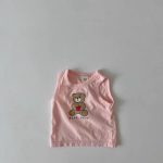 【73-100】セットアップ ベビー くまさんベスト＆チェックショートパンツ - 画像 (14)