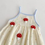 【66-90】キャミロンパース ベビー かわいいドット きのこ柄 - 画像 (7)