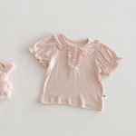 【66-90】セットアップ Tシャツ＆レースサロペットショートパンツ パフスリーブ - 画像 (6)