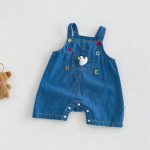 【66-90】二点セット 刺繍サロペット&ボーダータンクトップ - 画像 (6)