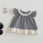 【73-100】シャツ or レギンス ベビー 女の子 チェック フリルスリーブ - 画像 (3)