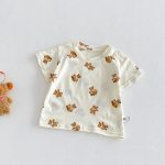 【66-90】セットアップ デニムロンパース＆Tシャツ ベビー くま柄 - 画像 (7)