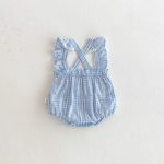 【66-90】サロペットロンパース ベビー フリル袖 チェック - 画像 (6)