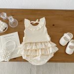 【66-90】セットアップ ベビー服 ノースリーブ フリル襟 トップス&スカートパンツ - 画像 (12)