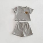 【73-110】セットアップ ベビー 男の子 ワッフル くま柄 - 画像 (8)