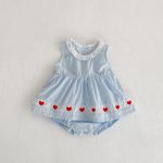 【66-90】ロンパースワンピース ベビー ハート 刺繍 - 画像 (5)
