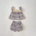 【66-100】セットアップ ベビー フラワー ギンガム - 画像 (6)