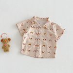 【73-100】セットアップ シャツ&ショートパンツ ベビー わんちゃん総柄 - 画像 (6)