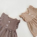 【66-100】セットアップ ベビー チェック フリル トップス&パンツ - 画像 (10)