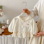 【73-100】UVパーカー ベビー 女の子 蝶結び 刺繍 - 画像 (8)