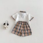 【73-120】半袖Tシャツ or チェックショートパンツ 韓国風 刺繍ロゴ - 画像 (8)