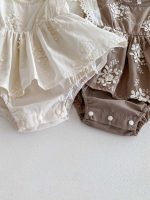 【66-90】ロンパース ベビー おしゃれ フリル 花刺繡 - 画像 (12)