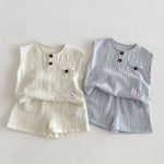 【73-110】セットアップ ペット柄 ノースリーブ 着心地良い 子供服 - 画像 (6)