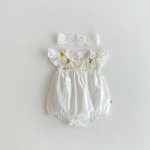 【66-90】ロンパース ベビー 花柄 刺繍 フリルデザイン - 画像 (6)