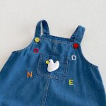 【66-90】二点セット 刺繍サロペット&ボーダータンクトップ - 画像 (7)