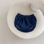 【66-100】セットアップ ベビー デニム レース トップス&ブルマ - 画像 (10)