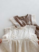 【66-90】ロンパース ベビー おしゃれ フリル 花刺繡 - 画像 (13)