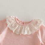 【66-90】二点セット 小花柄サロペットロンパース&レース襟Tシャツ - 画像 (7)