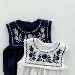 【66-90】ロンパース ベビー ナチュラル 花刺繍 スクエア襟 - 画像 (12)