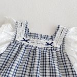 【73-100】セットアップ ベビー 女の子 チェック フリルスリーブ - 画像 (8)