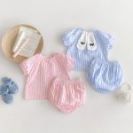 【66-100】セットアップ ベビー ウサギ耳 ストライプ - 画像 (4)
