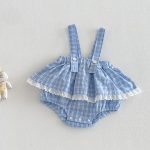 【66-90】セットアップ サロペットロンパース&リブTシャツ ベビー 女の子 チェック柄 - 画像 (6)