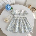 【66-130】ロンパースorワンピース ブルー 花柄 姉妹服 - 画像 (5)