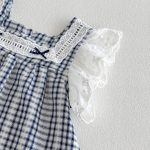 【73-100】セットアップ ベビー 女の子 チェック フリルスリーブ - 画像 (9)