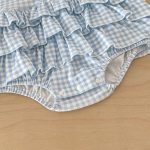 【66-90】ロンパース ベビー 格子柄 蝶結び 刺繍 - 画像 (8)