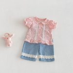 【73-120】シャツ or パンツ ベビー 女の子 小花柄 レース フリル - 画像 (11)