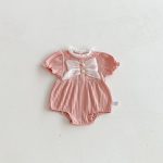 【66-90】ロンパース ベビー 可愛い 蝶結び パフスリーブ - 画像 (5)