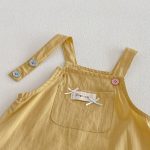 【66-90】セットアップ サロペット＆Tシャツ ベビー 女の子 フリル襟 大きめポケット - 画像 (8)