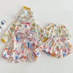 【73-120】セットアップ ベビー 女の子 フード付き 薄手 - 画像 (8)
