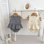 【66-100】セットアップ ベビー 刺繍 チェック ノースリーブ - 画像 (7)
