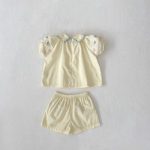 【73-100】セットアップ ベビー ガーリー 花柄 刺繍襟付き - 画像 (4)