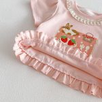 【73-120】Tシャツ うさぎプリント 可愛い フリル 韓国風 トップス - 画像 (20)