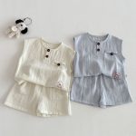【73-110】セットアップ ペット柄 ノースリーブ 着心地良い 子供服 - 画像 (7)
