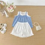 【73-110】セットアップ ブルーチェック トップス&パンツ - 画像 (7)