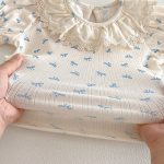 【66-90】セットアップ Tシャツ＆サロペットロンパース 総柄蝶結び - 画像 (9)
