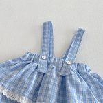 【66-90】セットアップ サロペットロンパース&リブTシャツ ベビー 女の子 チェック柄 - 画像 (8)