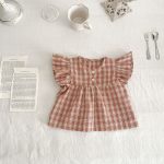 【66-100】セットアップ ベビー 女の子 フリル袖 チェック - 画像 (9)