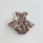 【66-90】ロンパース ベビー おしゃれ フリル 花刺繡 - 画像 (5)