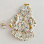 【73-120】セットアップ ベビー 女の子 フード付き 薄手 - 画像 (10)