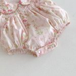 【66-90】ロンパース ベビー 小花柄 丸襟 ノースリーブ - 画像 (11)