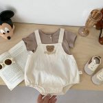 【66-90】セットアップ 熊さん 可愛い サロペット&Tシャツ - 画像 (9)