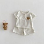【73-110】セットアップ ベビー 男の子 ワッフル くま柄 - 画像 (3)