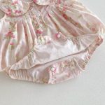 【66-90】ロンパース ベビー 小花柄 丸襟 ノースリーブ - 画像 (12)