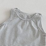 【66-90】二点セット 刺繍サロペット&ボーダータンクトップ - 画像 (10)
