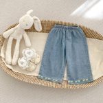 【73-120】デニムセットアップ ベビー 女の子 フラワー 刺繍 - 画像 (9)