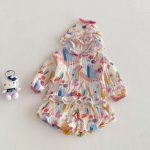 【73-120】セットアップ ベビー 女の子 フード付き 薄手 - 画像 (9)